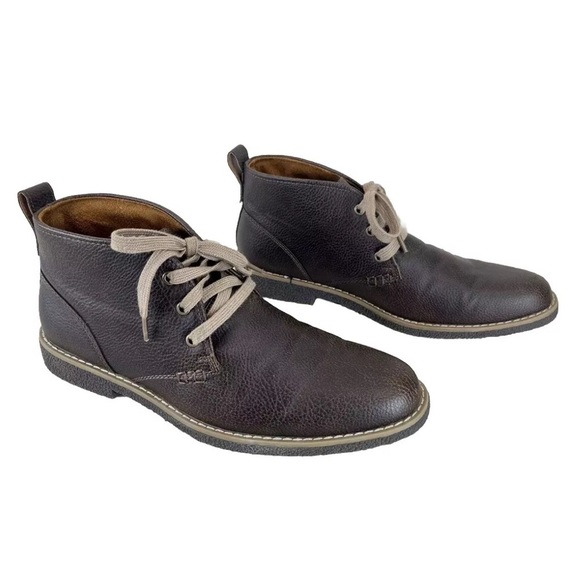 Deer Stags Chukka Boots Boys 7M Freeport Jr. Dark Brown Comfort Lace Up Shoe EUC - Picture 1 of 9